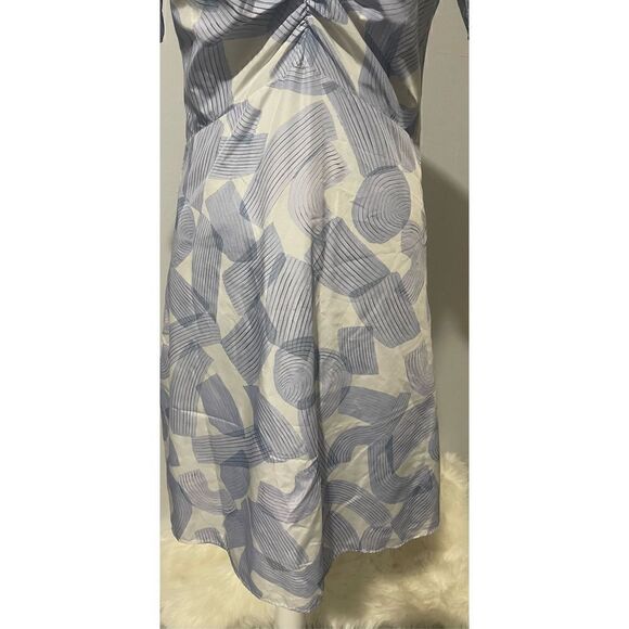 Club Monaco Ruched front dress blue print (0) - Picture 4 of 10